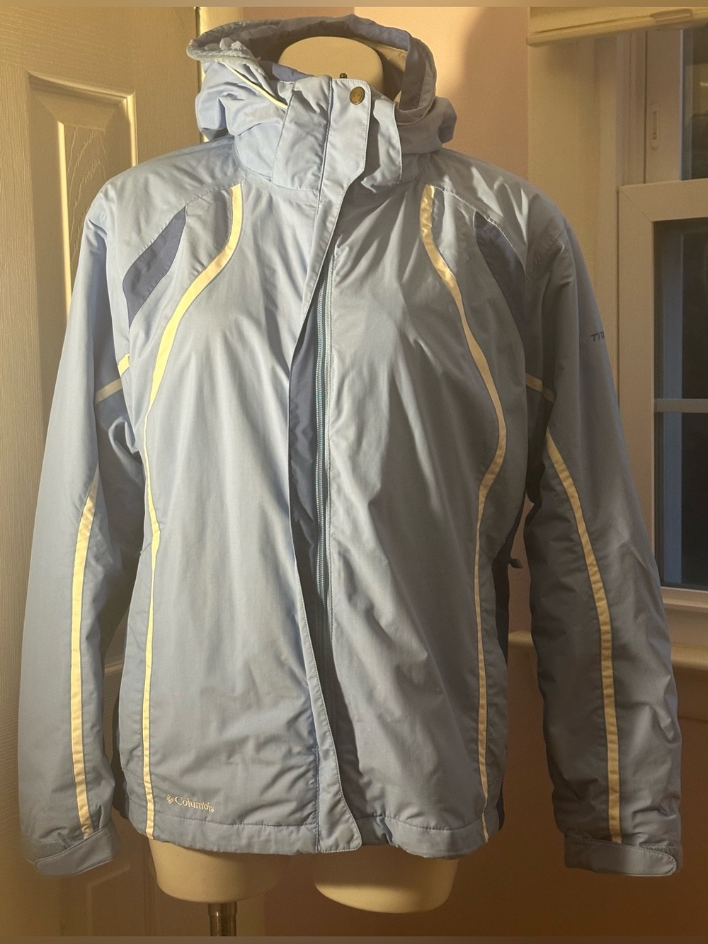 COLUMBIA Vintage Ttanium Interchange  Blue Waterproof Hooded Ski Jacket Sz L